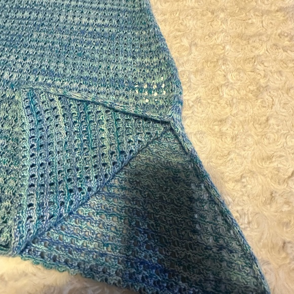 JEANNE PIERRE melange turquoise loos knit sweater/ tunic - Picture 4 of 13